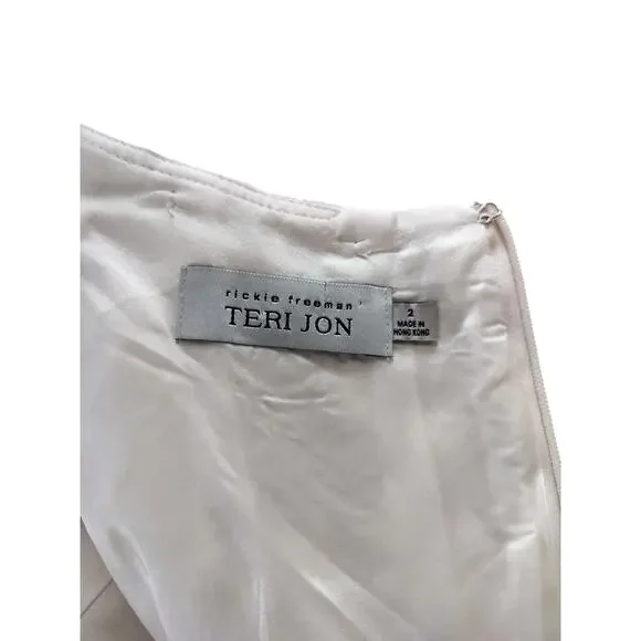 Teri Jon by Rickie Freedman Metallic Jacquard Pleated Cocktail Midi Dress Size 2 - Picture 12 of 13